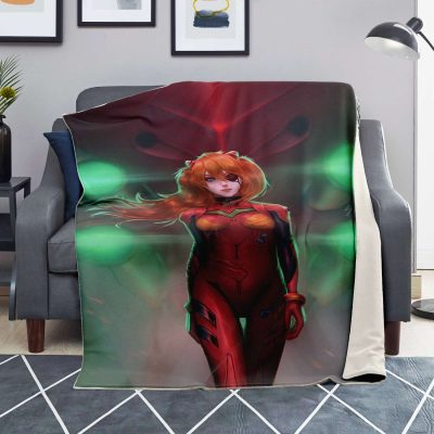 New Evangelion Asuka Political Lady Blanket Premium Microfleece - Aop