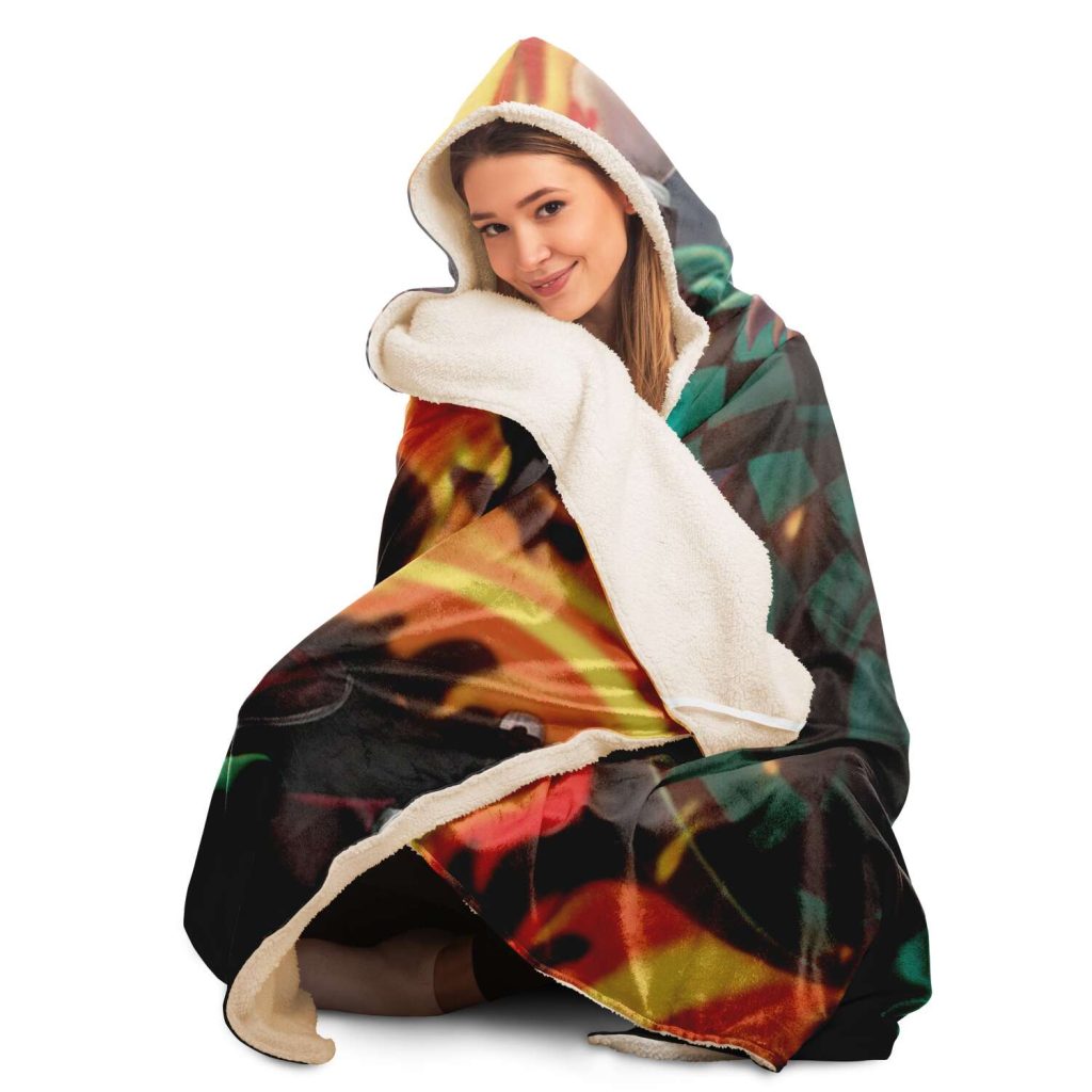 Demon Salyer Tanjiro Kamado Fire Hooded Blanket - Aop