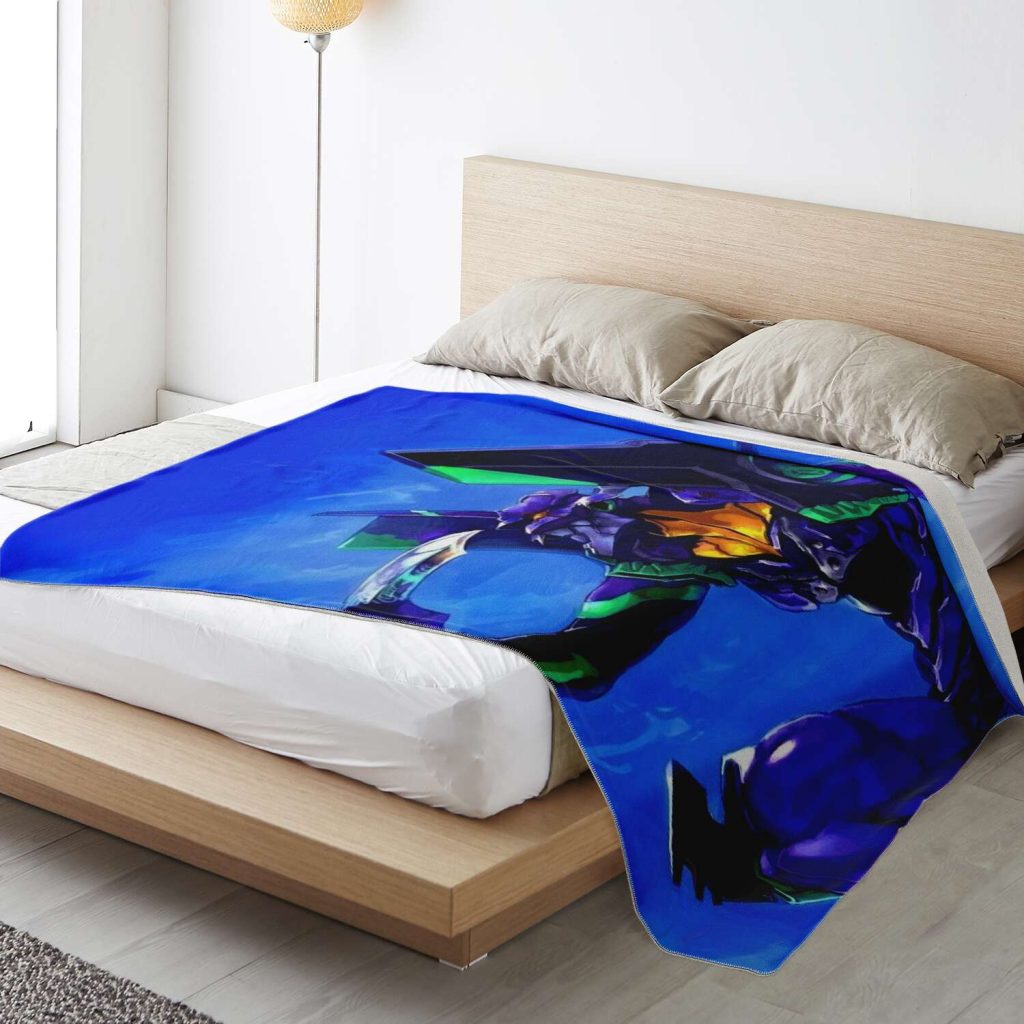 Evangelion Unit-01 Blue Sky Blanket Premium Microfleece - Aop