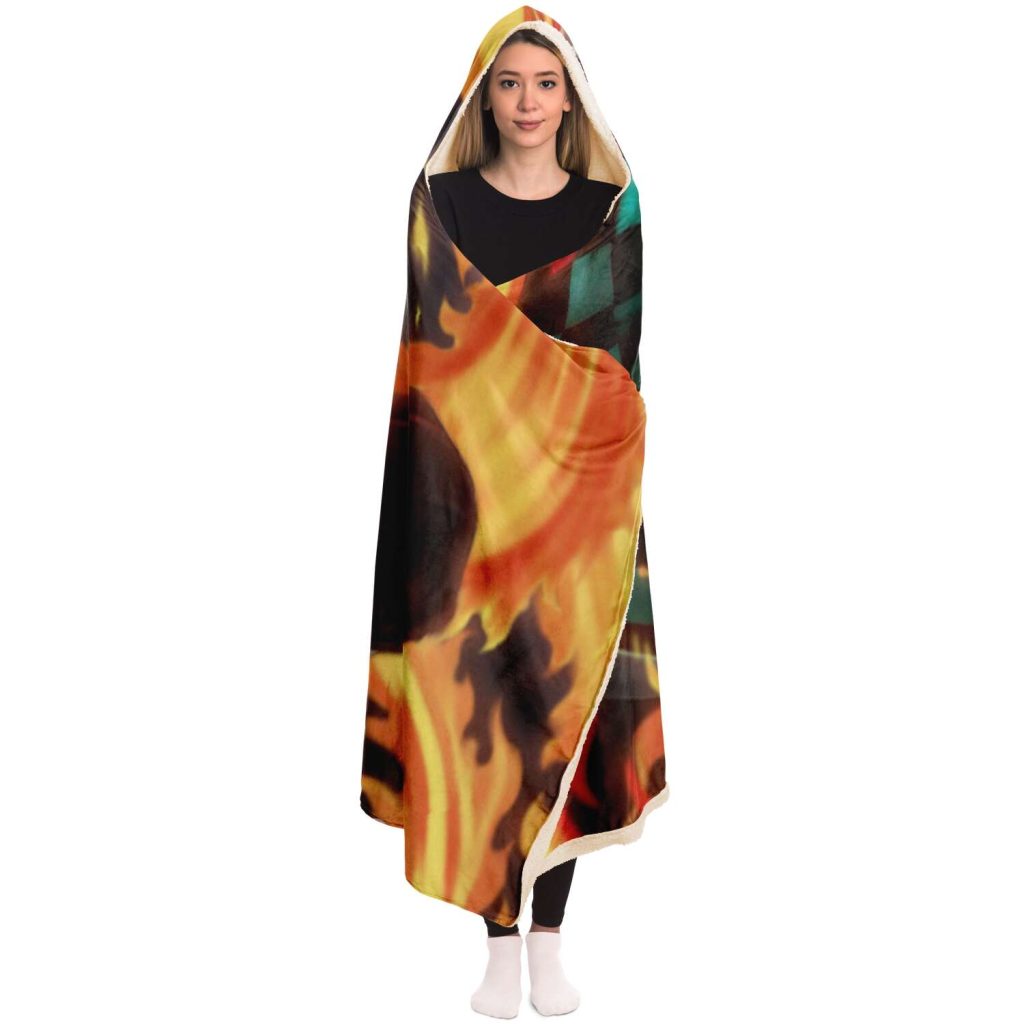 Demon Salyer Tanjiro Kamado Fire Hooded Blanket - Aop