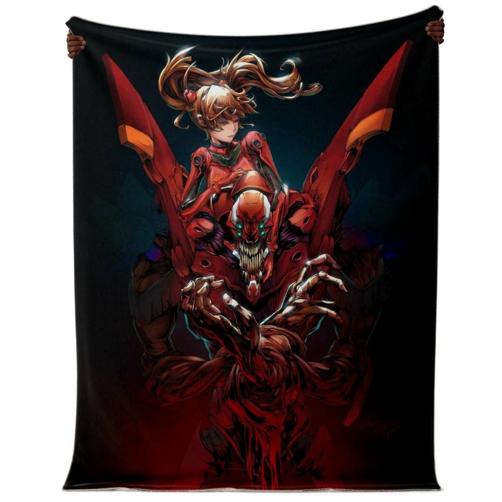 Evangelion Asuka Red Black 3D Blanket Premium Microfleece - Aop