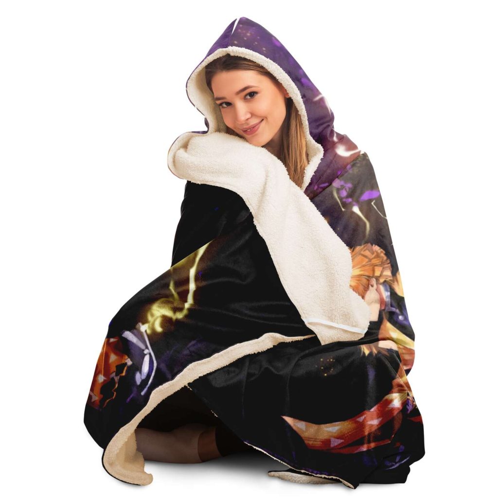 New 3D Demon Salyer Zenitsu Agatsuma Hooded Blanket - Aop