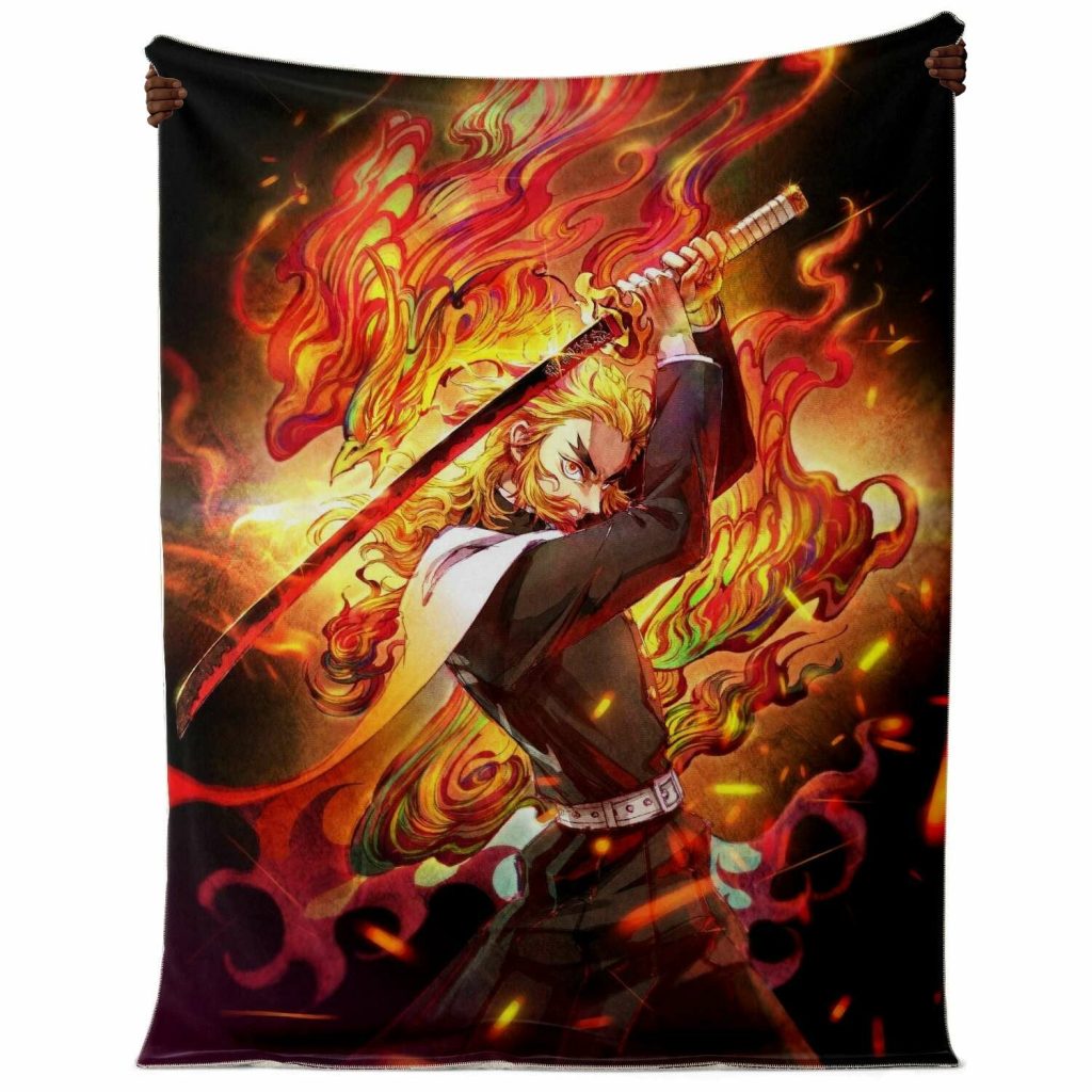 Demon Salyer Kyojuro Rengoku Fire Blanket Premium Microfleece - Aop