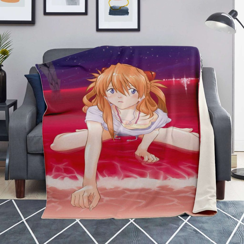 Evangelion Asuka Hentai Blanket Premium Microfleece - Aop