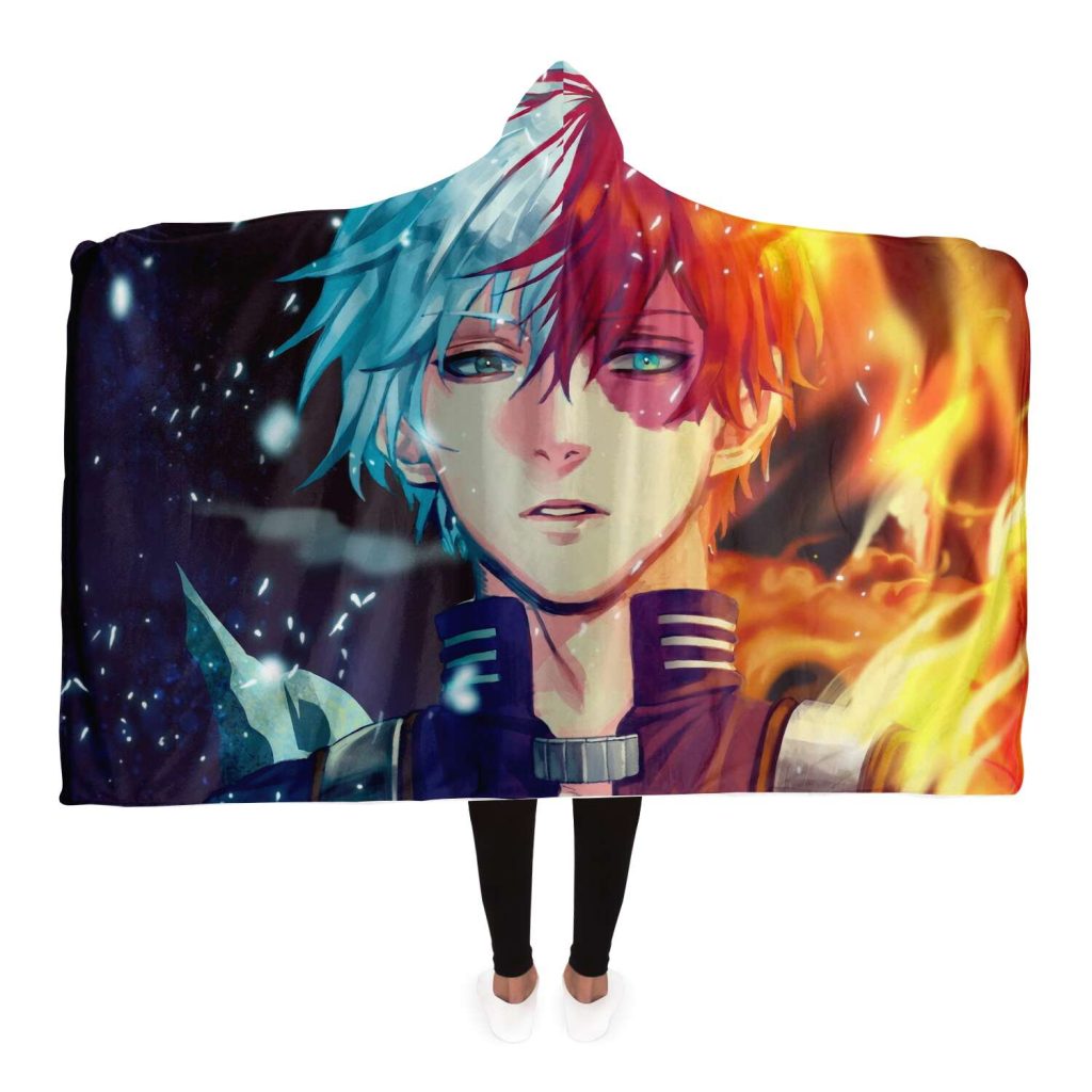 My Hero Academia Todoroki Shouto Watercolor Hooded Blanket Adult / Premium Sherpa - Aop