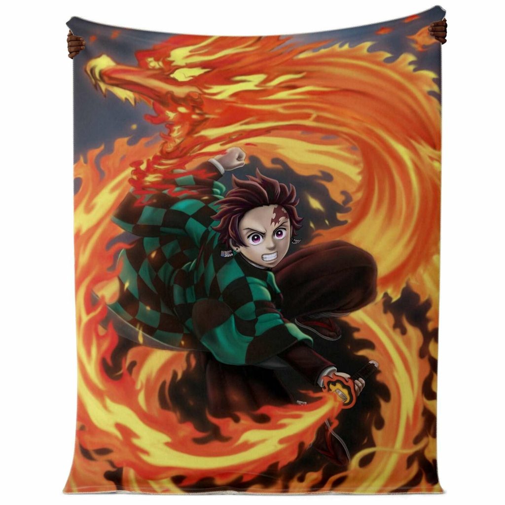 Demon Salyer Tanjiro Kamado Fire Blanket Premium Microfleece - Aop