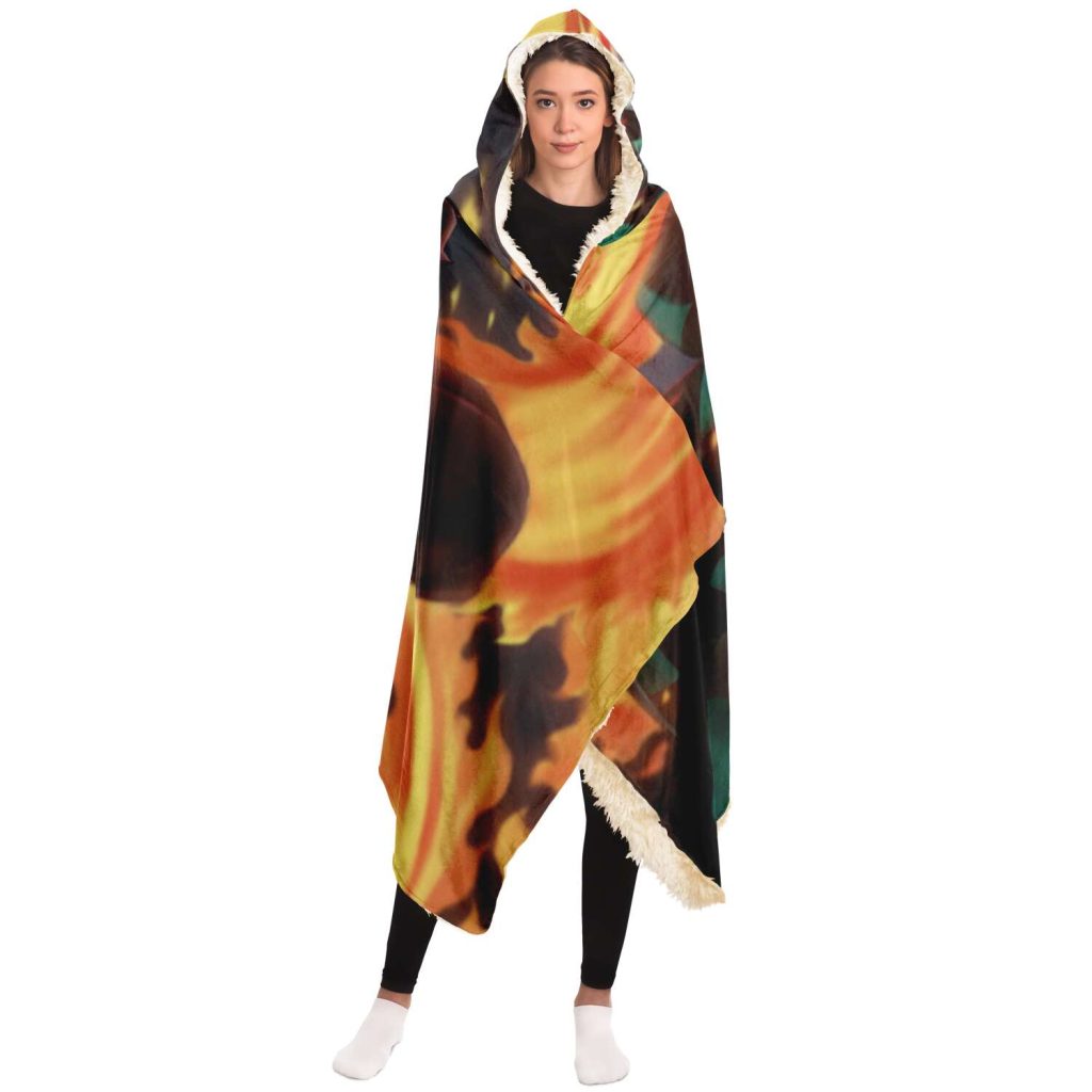 Demon Salyer Tanjiro Kamado Fire Hooded Blanket - Aop