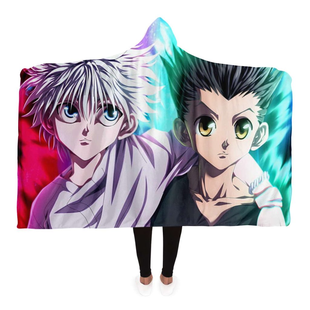 Killua Zoldyck & Gon Freecss Friends Hooded Blanket Adult / Premium Sherpa - Aop