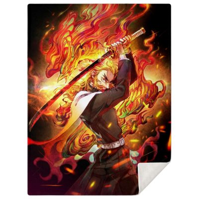 Demon Salyer Kyojuro Rengoku Fire Blanket M Premium Microfleece - Aop