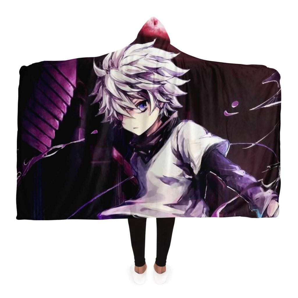 Killua Zoldyck 3D Hooded Blanket H202 Adult / Premium Sherpa - Aop