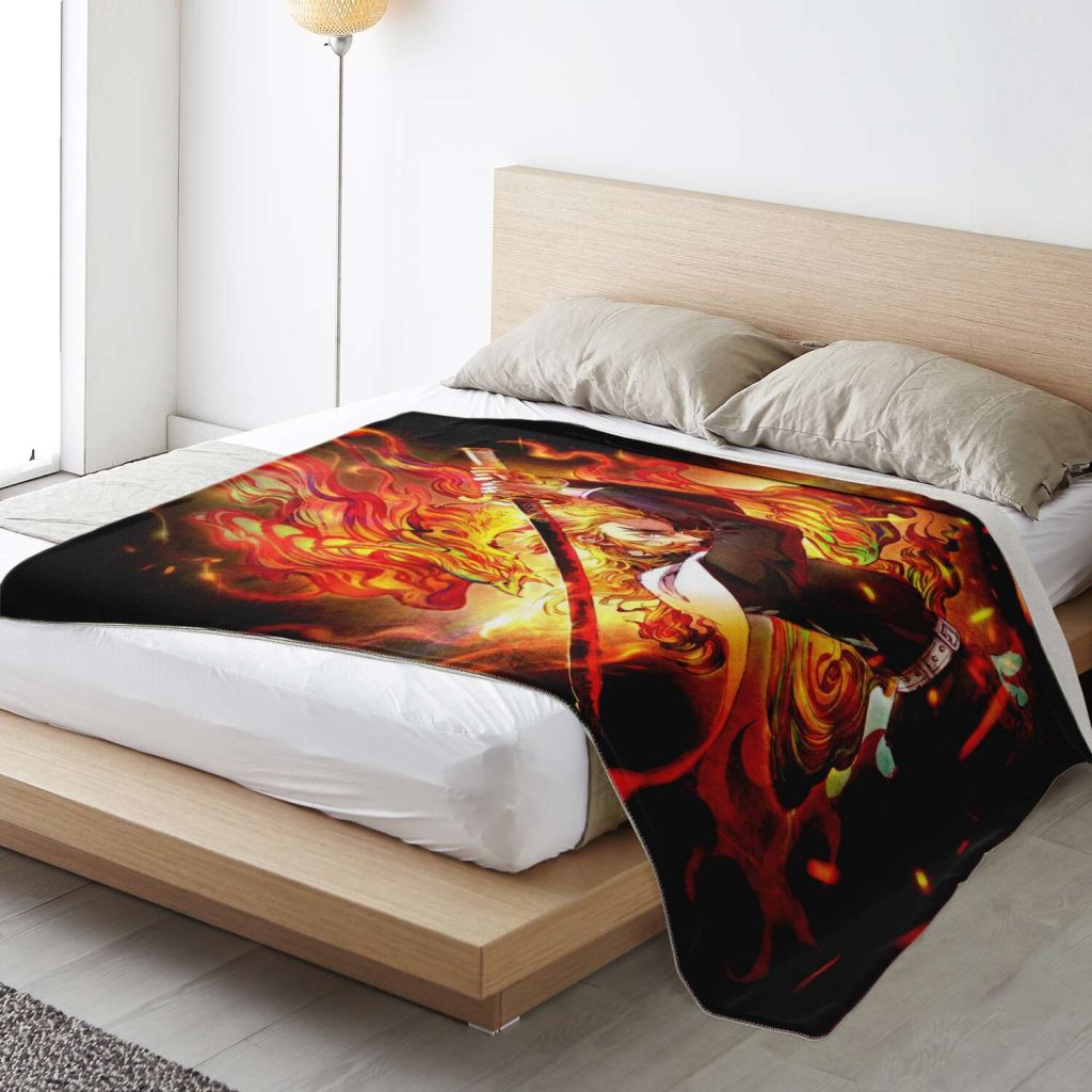 Demon Salyer Kyojuro Rengoku Fire Blanket Premium Microfleece - Aop