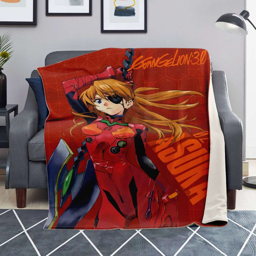 Evangelion Asuka Political Lady 3D Blanket Premium Microfleece - Aop