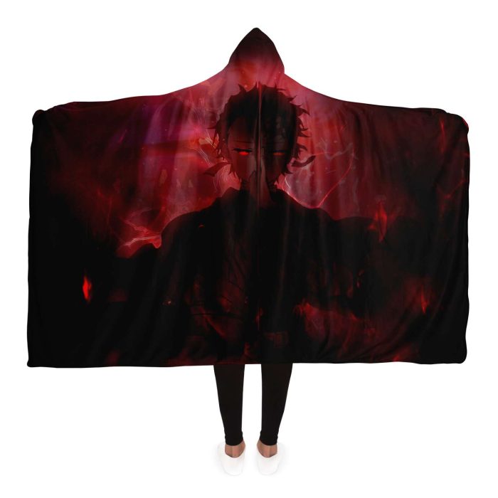 New Demon Slayer Black Night 3D Hooded Blanket Adult / Premium Sherpa - Aop