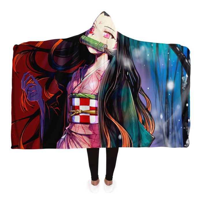 Demon Salyer Nezuko Kamado Lady Hooded Blanket Adult / Premium Sherpa - Aop