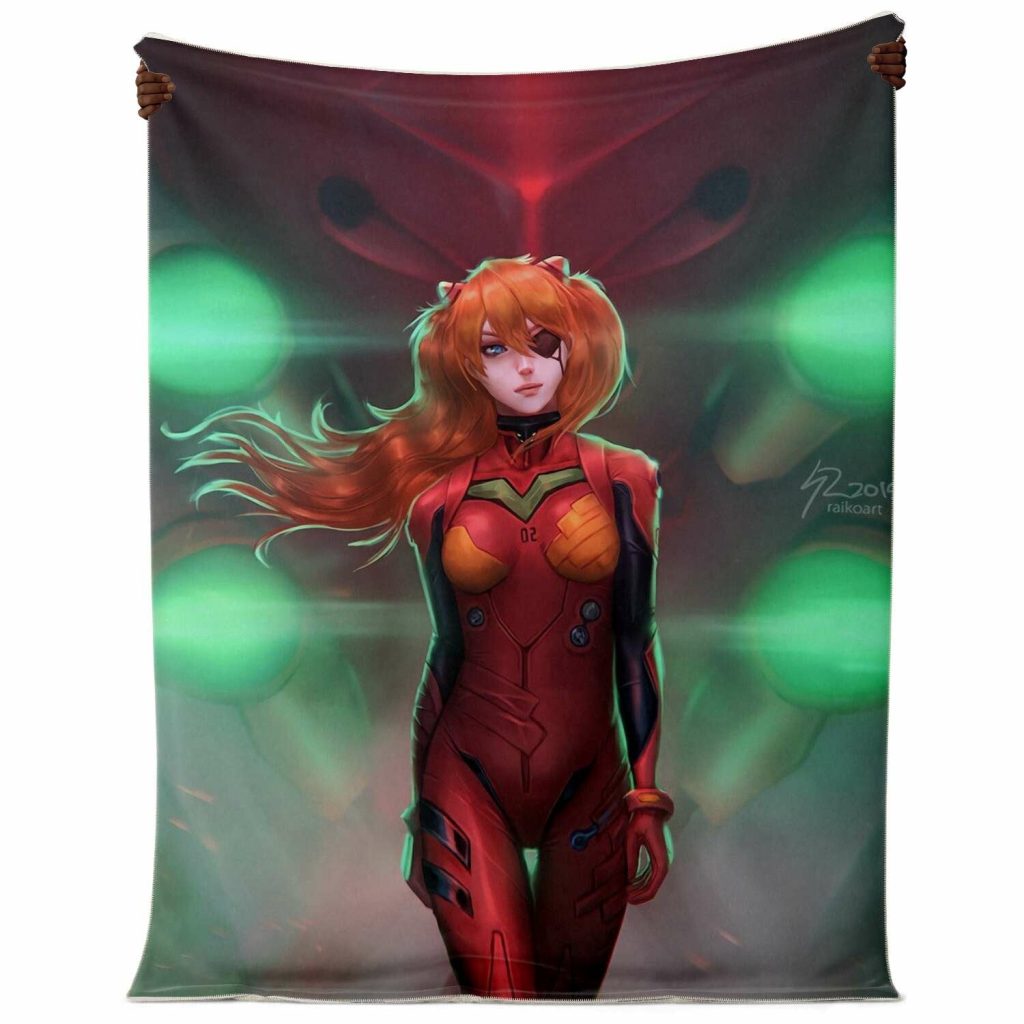 New Evangelion Asuka Political Lady Blanket Premium Microfleece - Aop