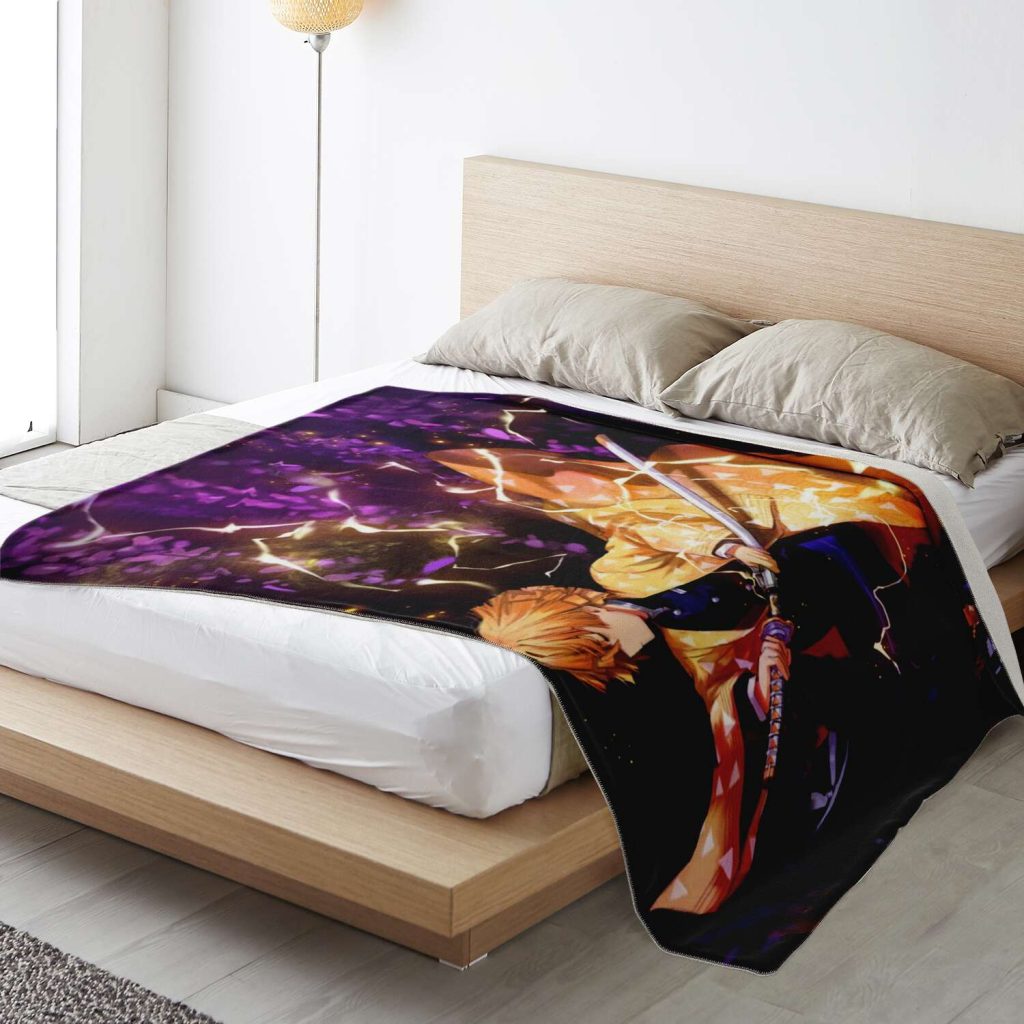 Demon Salyer Zenitsu Agatsuma 3D Blanket Premium Microfleece - Aop