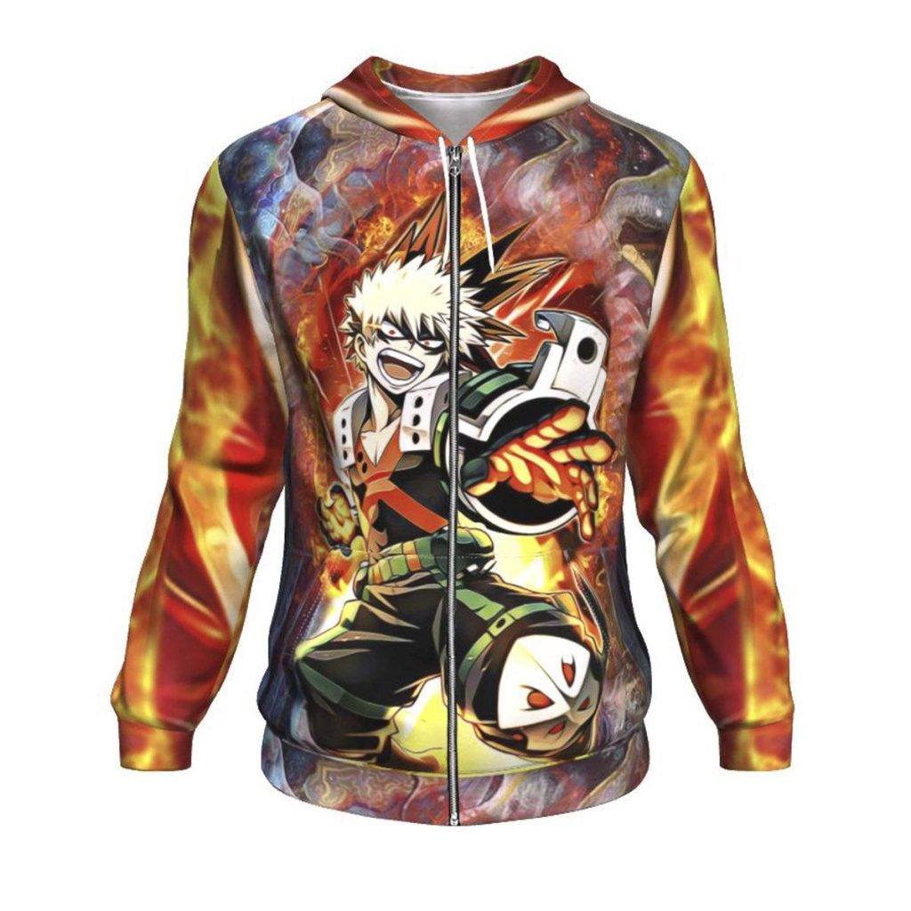 Blazing Bakugo Hoodie Zip / S