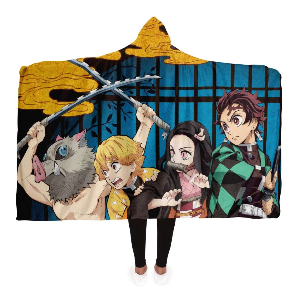 Demon Slayer Hooded Blanket Design No.1 Adult / Premium Sherpa - Aop