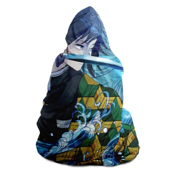 New Demon Salyer Giyu Tomioka 3D Hooded Blanket - Aop