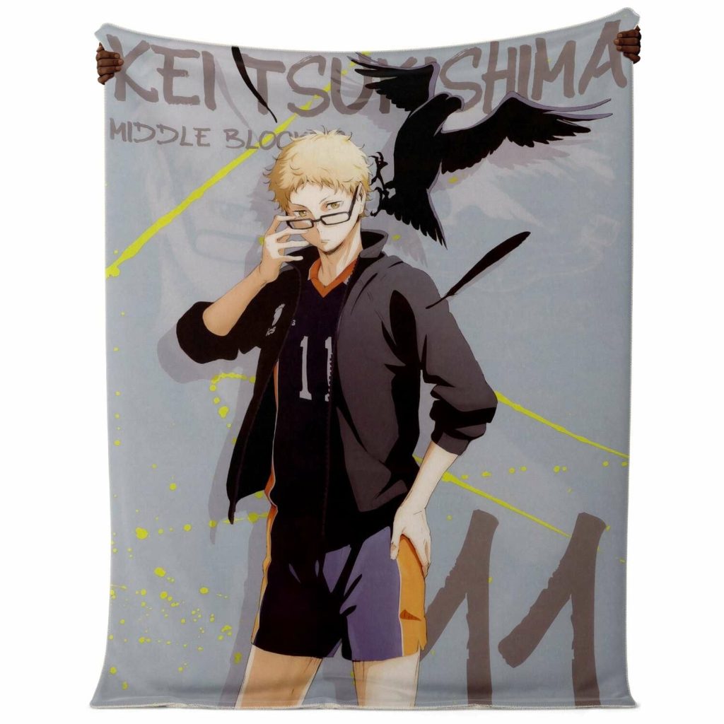 Haikyuu Kei Tsukishima Premium Blanket Microfleece - Aop