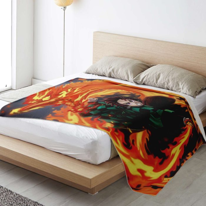 Demon Salyer Tanjiro Kamado Fire Blanket Premium Microfleece - Aop