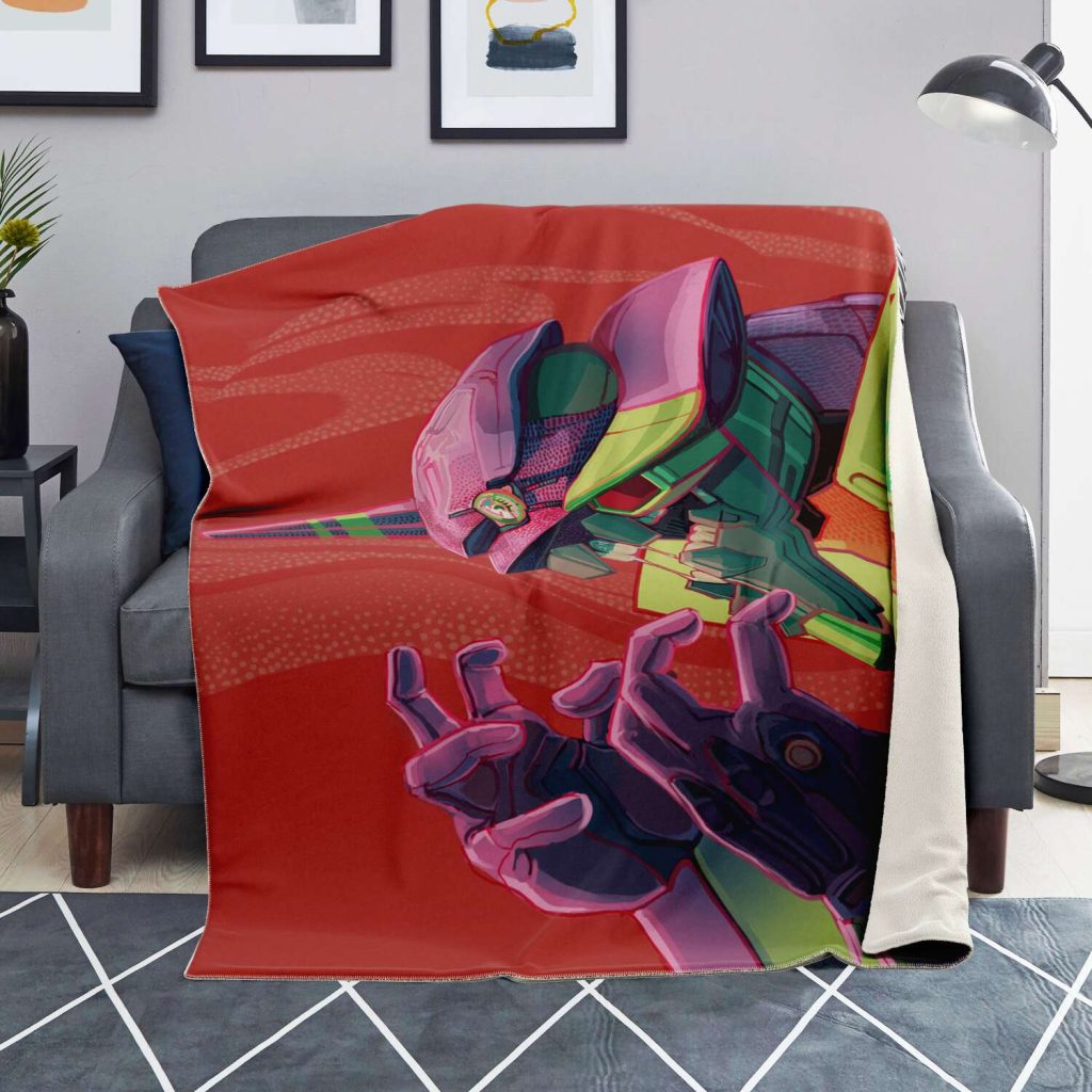 Evangelion Unit-01 Face 3D Blanket Premium Microfleece - Aop