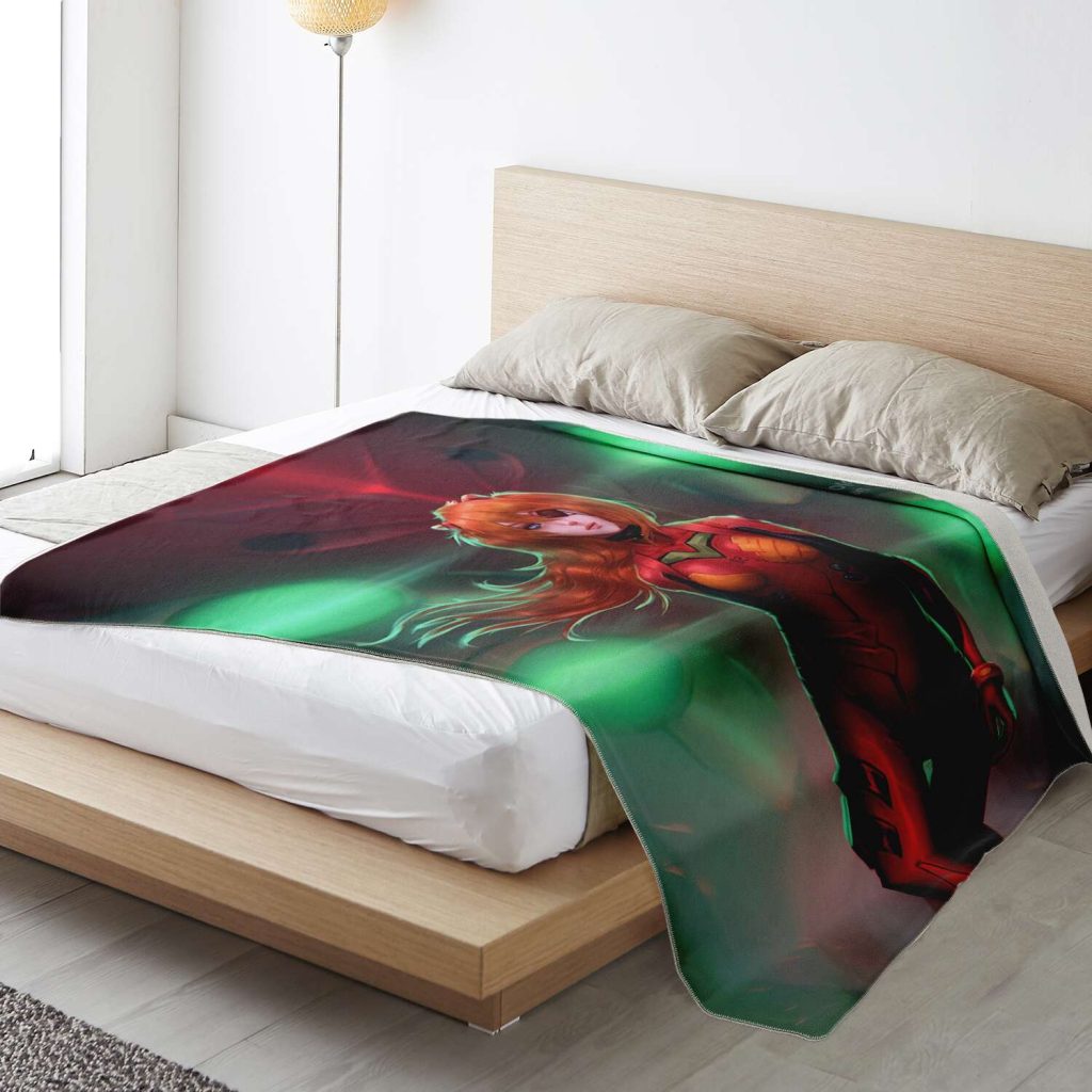 New Evangelion Asuka Political Lady Blanket Premium Microfleece - Aop