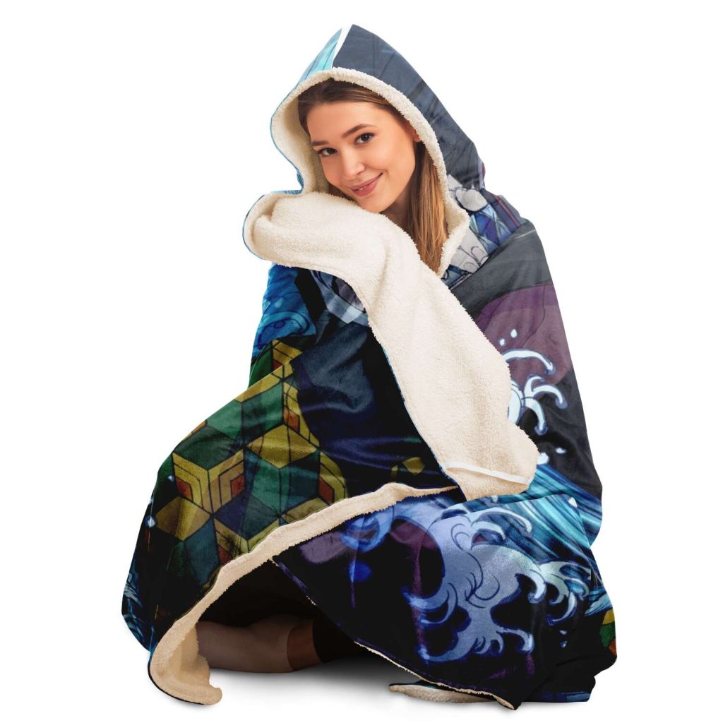 New Demon Salyer Giyu Tomioka 3D Hooded Blanket - Aop