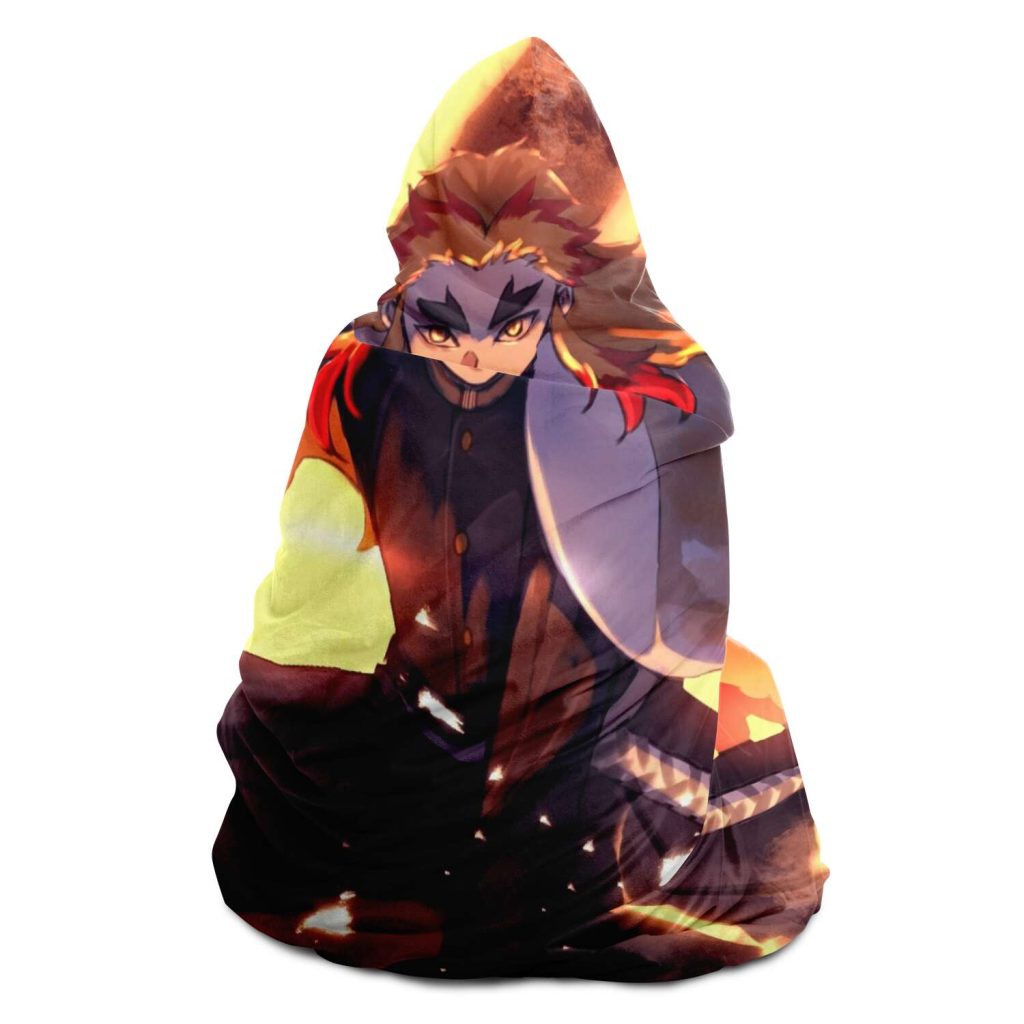 Demon Salyer Kyojuro Rengoku Fire Hooded Blanket - Aop