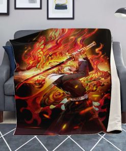 Demon Salyer Kyojuro Rengoku Fire Blanket Premium Microfleece - Aop