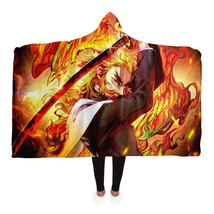Demon Salyer Kyojuro Rengoku 3D Hooded Blanket Adult / Premium Sherpa - Aop