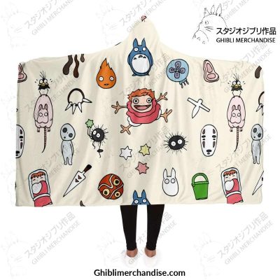 Ghibli Chibi Character Hooded Blanket Adult / Premium Sherpa - Aop