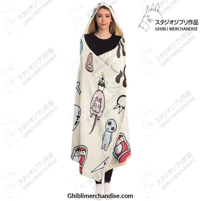 Ghibli Chibi Character Hooded Blanket - Aop