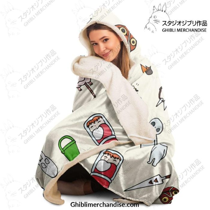 Ghibli Chibi Character Hooded Blanket - Aop