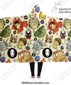 Ghibli Full Character 3D Hooded Blanket Adult / Premium Sherpa - Aop