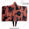 Jiji Black Cat Hooded Blanket Adult / Premium Sherpa - Aop