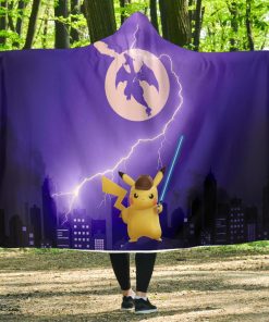 Pikachu With Sword Pokemon Hooded Blanket