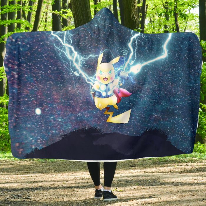 Thor Pikachu Pokemon Hooded Blanket