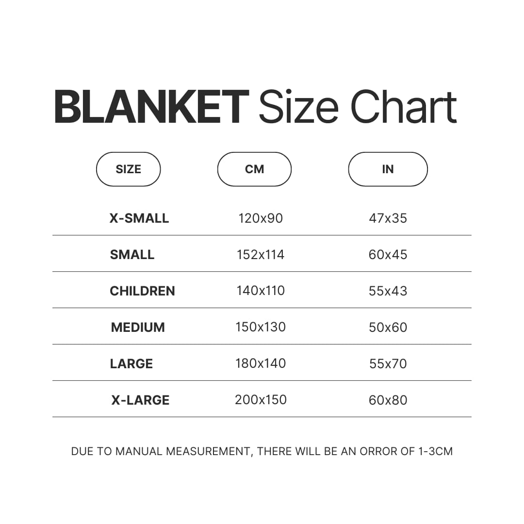 Blanket Size Chart - Anime Blanket Store